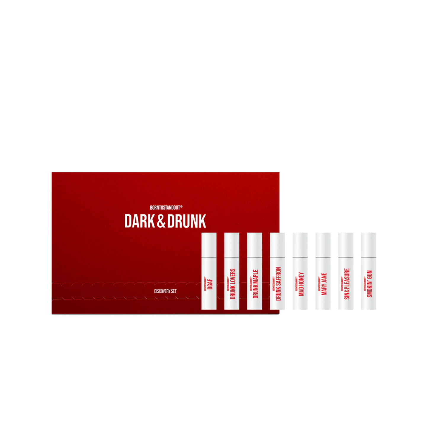 BORNTOSTANDOUT Dark & Drunk Discovery Kit - 8 intoxicating perfume samples including Drunk Saffron & Smokin' Gun | HERA Nairobi