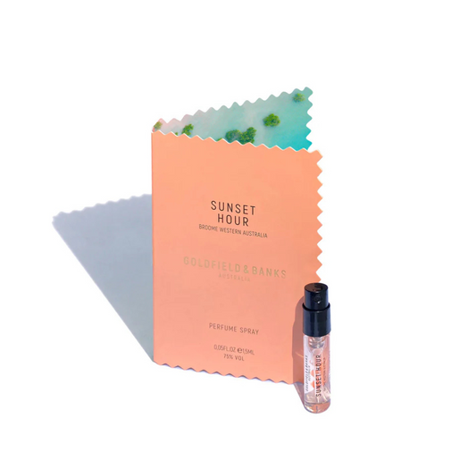Sunset Hour by Goldfield & Banks – Juicy tropical perfume with desert peach, salted caramel & pink pepper – Luxury niche fragrance at HERA Nairob